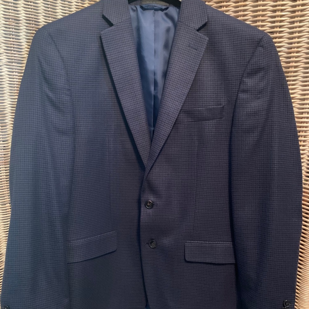 NWOT Men's Chaps Classic Sport Coat Jacket Blue Plaid Classic Fit 40R